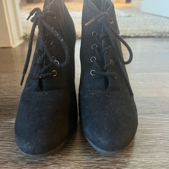 Wedge Black Suede Booties - Picture 3 of 3